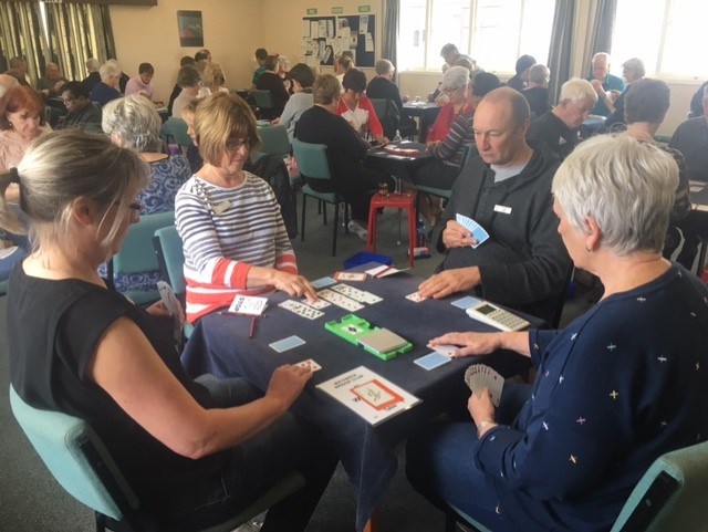 Intermediate: The top pairs from the Morning session square off against each other at the start of session 2.   Te Aroha's Rochelle van Heuven and Tim Rigter vs Cambridge's Vicky Jacobsen and Jenny Oxley.